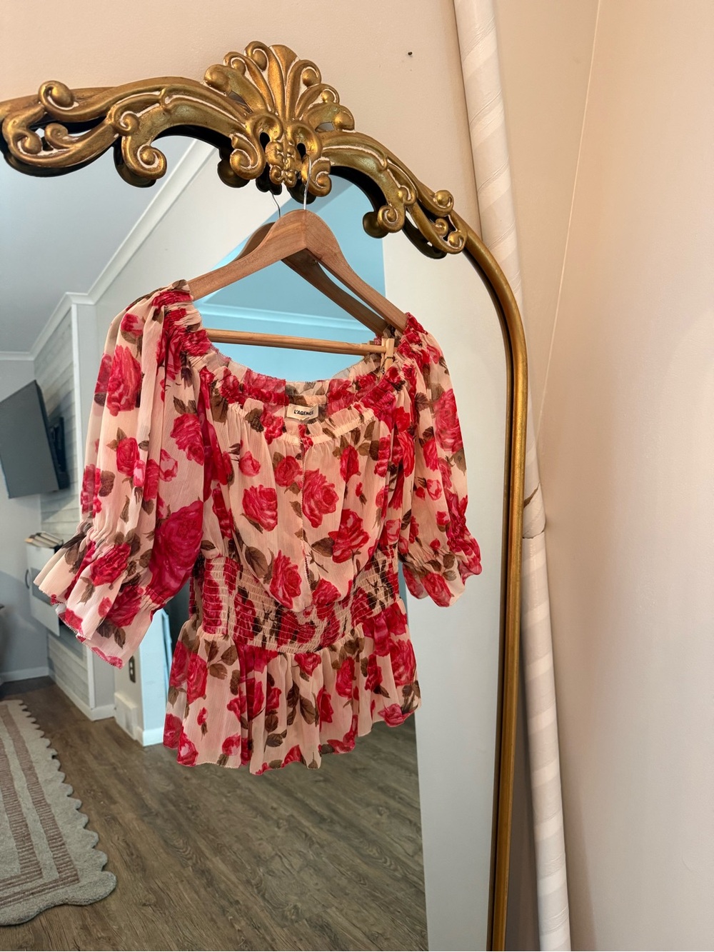 L’AGENCE Aubriella off the shoulder floral top